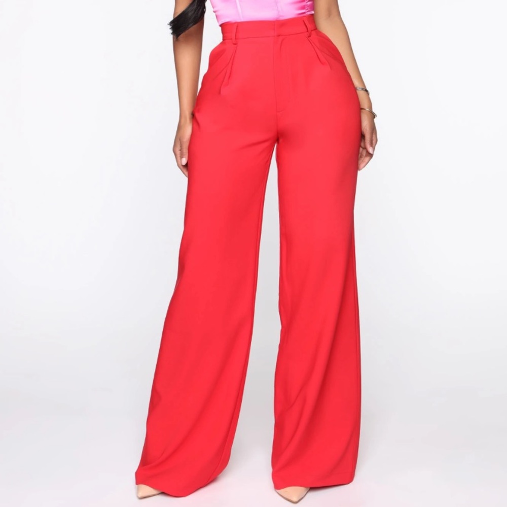 Fashion nova sophisticated woman wide leg pants red